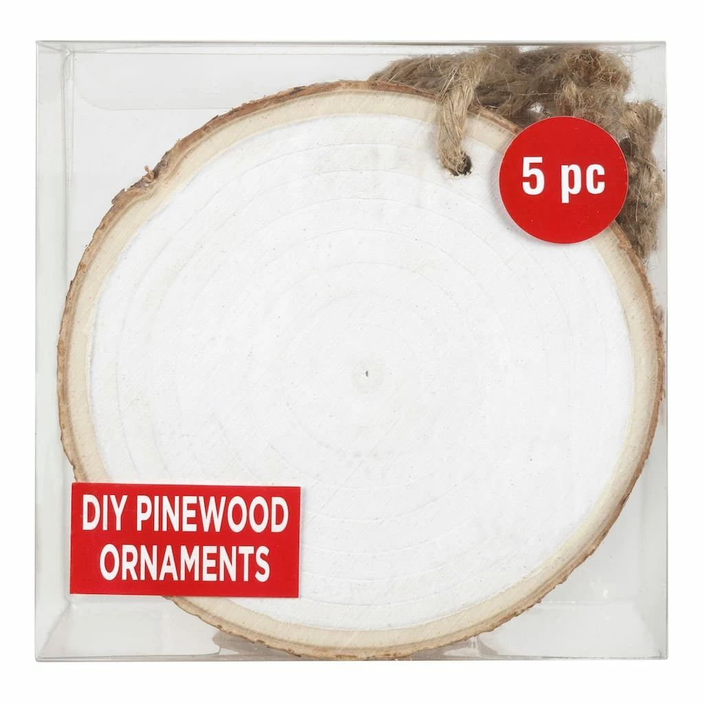 Cheap π 5ct. 4" White Pinewood Round Ornament by Artminds™ π 4 Cheap π 5ct. 4" White Pinewood Round Ornament by Artminds™ π - Image 2