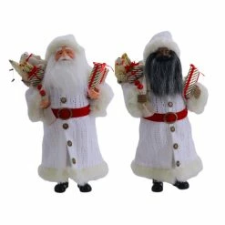 Outlet βοΈ Assorted 16" Santa in White Fur Robe with Striped Gifts by Ashland® π