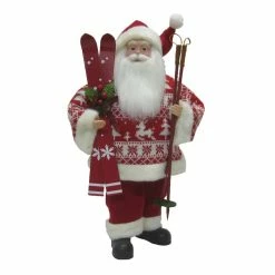 Cheap ⌛ 18" Santa in Red Sweater with Skis by Ashland® 🌟