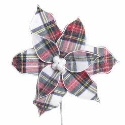 Discount ⌛ Red, Green, & White Plaid Poinsettia Stem by Ashland® 😍 -Christmas Shop 10673374 2