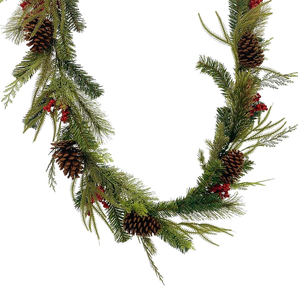 Budget ✨ 6ft. Mixed Pine & Red Berry Garland by Ashland® 🎁 3 Budget ✨ 6ft. Mixed Pine & Red Berry Garland by Ashland® 🎁