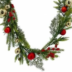 Promo 🥰 6ft. Red & Gold Ornament, Mixed Pine & Berry Garland by Ashland® 🥰