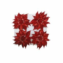 Best Pirce 🌟 Red Glitter Poinsettia Flowers, 4ct. by Ashland® ✔️