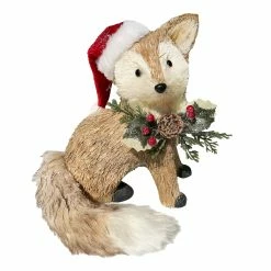 Deals 😀 9" Fox with Santa Hat Natural Décor Accent by Ashland® 🛒