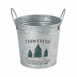 Brand new 🛒 7.6" Farm Fresh 🔔 Christmas Trees Metal Bucket with Handles by Ashland® 🎉