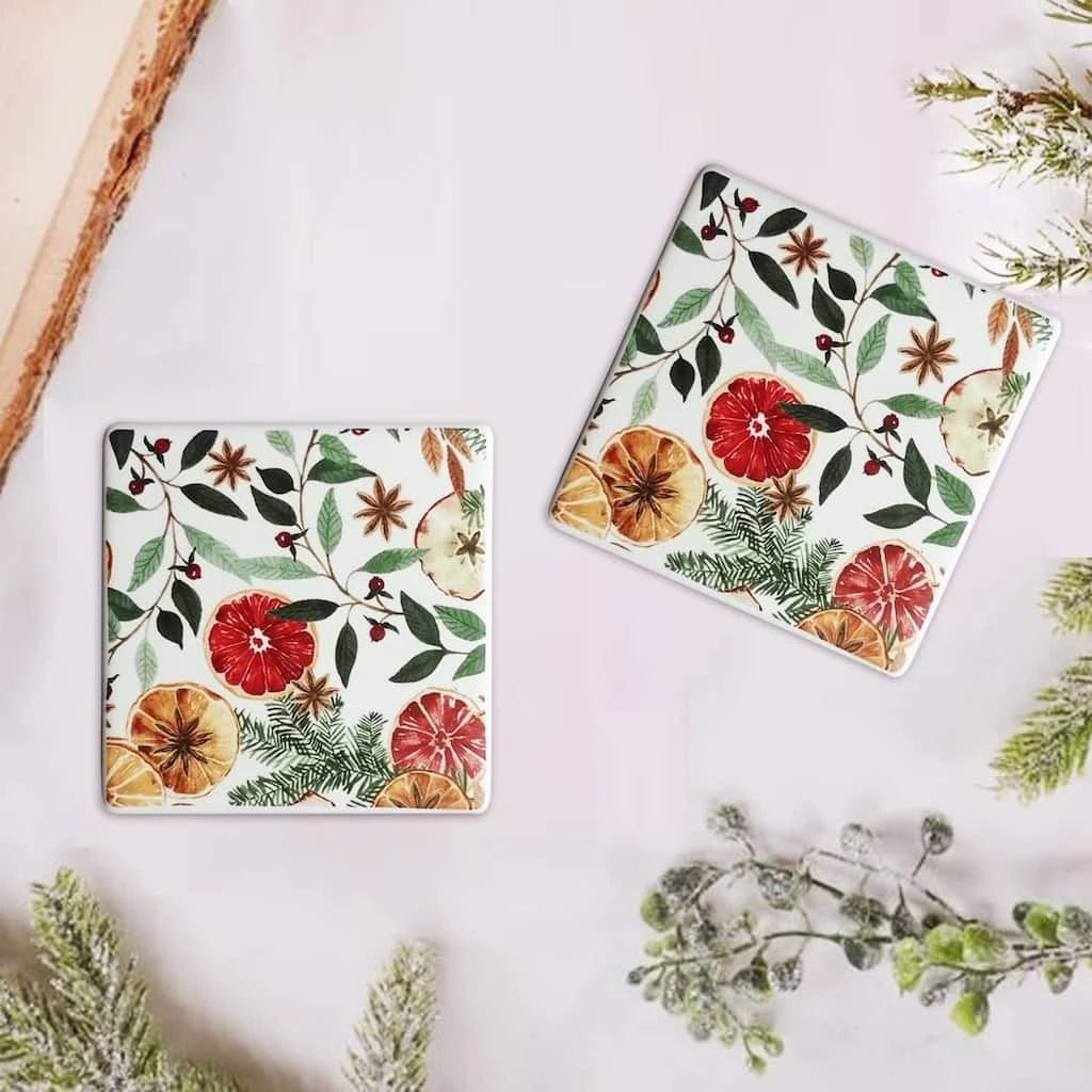 Hot Sale π― Citrus Ceramic Coaster by Celebrate It® π Christmas π 4 Hot Sale π― Citrus Ceramic Coaster by Celebrate It® π Christmas π - Image 2