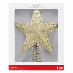 Best reviews of 🧨 12.5" Gold Glitter Star Lighted Kaleidoscope Tree Topper by Ashland® ✔️