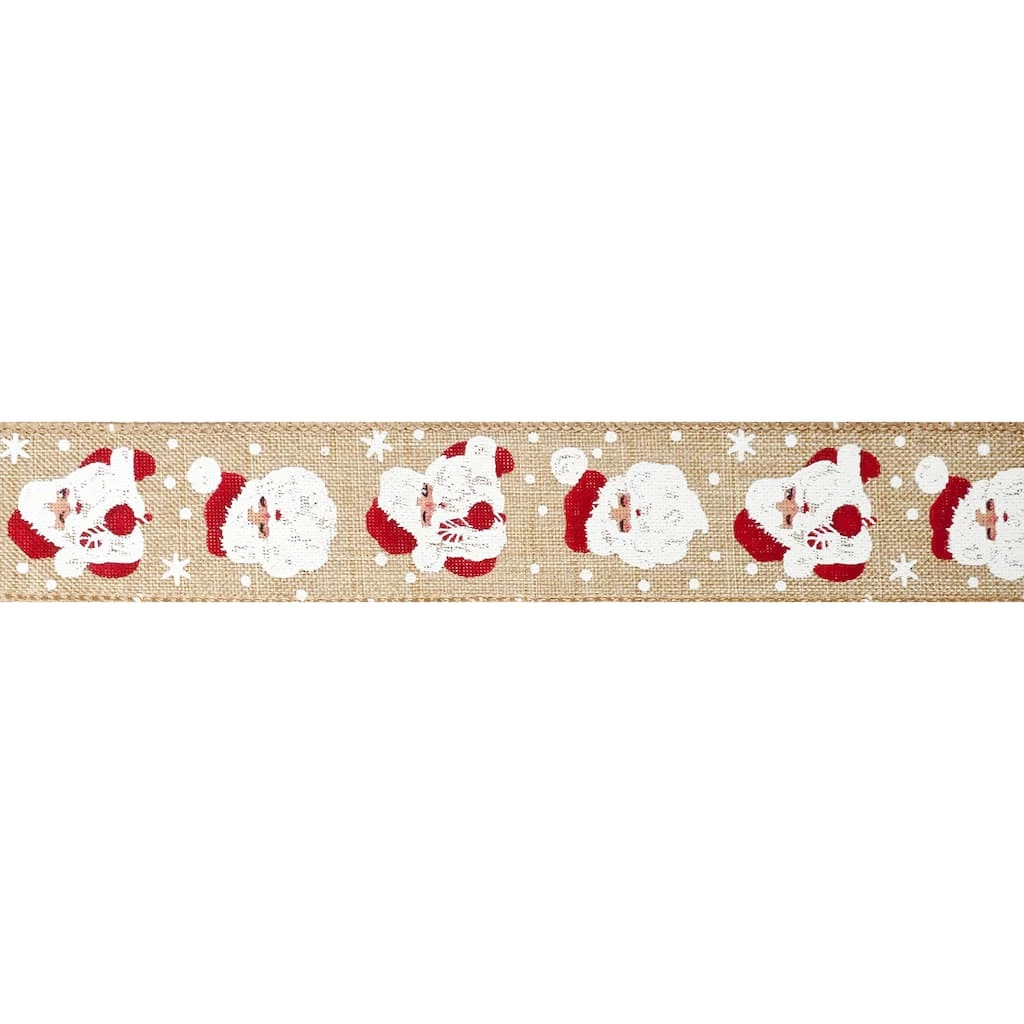 Wholesale π 1.5" x 30ft. Faux Linen Wired Santa Face Ribbon by Celebrate It® π Christmas β€οΈ 5 Wholesale π 1.5" x 30ft. Faux Linen Wired Santa Face Ribbon by Celebrate It® π Christmas β€οΈ - Image 3