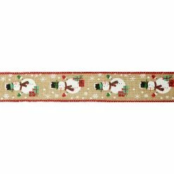 Best Sale ⌛ 1.5" x 30ft. Faux Linen Wired Snowman Ribbon by Celebrate It® 🎅 Christmas 🛒 -Christmas Shop 10695988 3