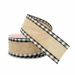 Deals ⭐ 1.5" x 30ft. Faux Linen Wired Gingham Edge Ribbon by Celebrate It® 🎁 Christmas 🔥 -Christmas Shop 10695996 2