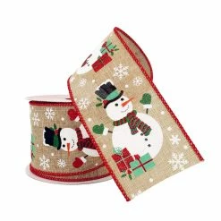 Top 10 ✔️ 2.5" x 20ft. Faux Linen Wired Snowman Ribbon by Celebrate It® ❄ Christmas 🎁 -Christmas Shop 10696001 2