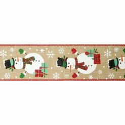 Top 10 ✔️ 2.5" x 20ft. Faux Linen Wired Snowman Ribbon by Celebrate It® ❄ Christmas 🎁 -Christmas Shop 10696001 3