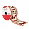 Deals 🔥 2.5" x 20ft. Faux Linen Wired Santa Ribbon by Celebrate It® ❄ Christmas ⌛