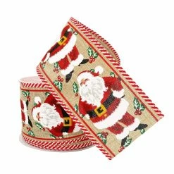 Deals 🔥 2.5" x 20ft. Faux Linen Wired Santa Ribbon by Celebrate It® ❄ Christmas ⌛ -Christmas Shop 10696016 2