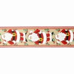 Deals 🔥 2.5" x 20ft. Faux Linen Wired Santa Ribbon by Celebrate It® ❄ Christmas ⌛ -Christmas Shop 10696016 3
