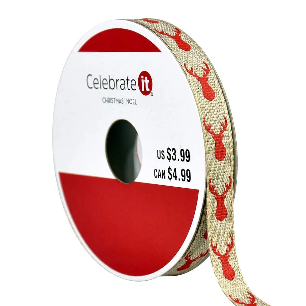 Best deal 𧨠3/8" x 12ft. Deer Ribbon by Celebrate It® π Christmas β 3 Best deal 𧨠3/8" x 12ft. Deer Ribbon by Celebrate It® π Christmas β