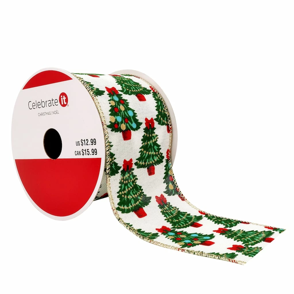 Discount π 2.5" x 20ft. Faux Linen Wired Decorated Tree Ribbon by Celebrate It® π Christmas 𧨠3 Discount π 2.5" x 20ft. Faux Linen Wired Decorated Tree Ribbon by Celebrate It® π Christmas π§¨