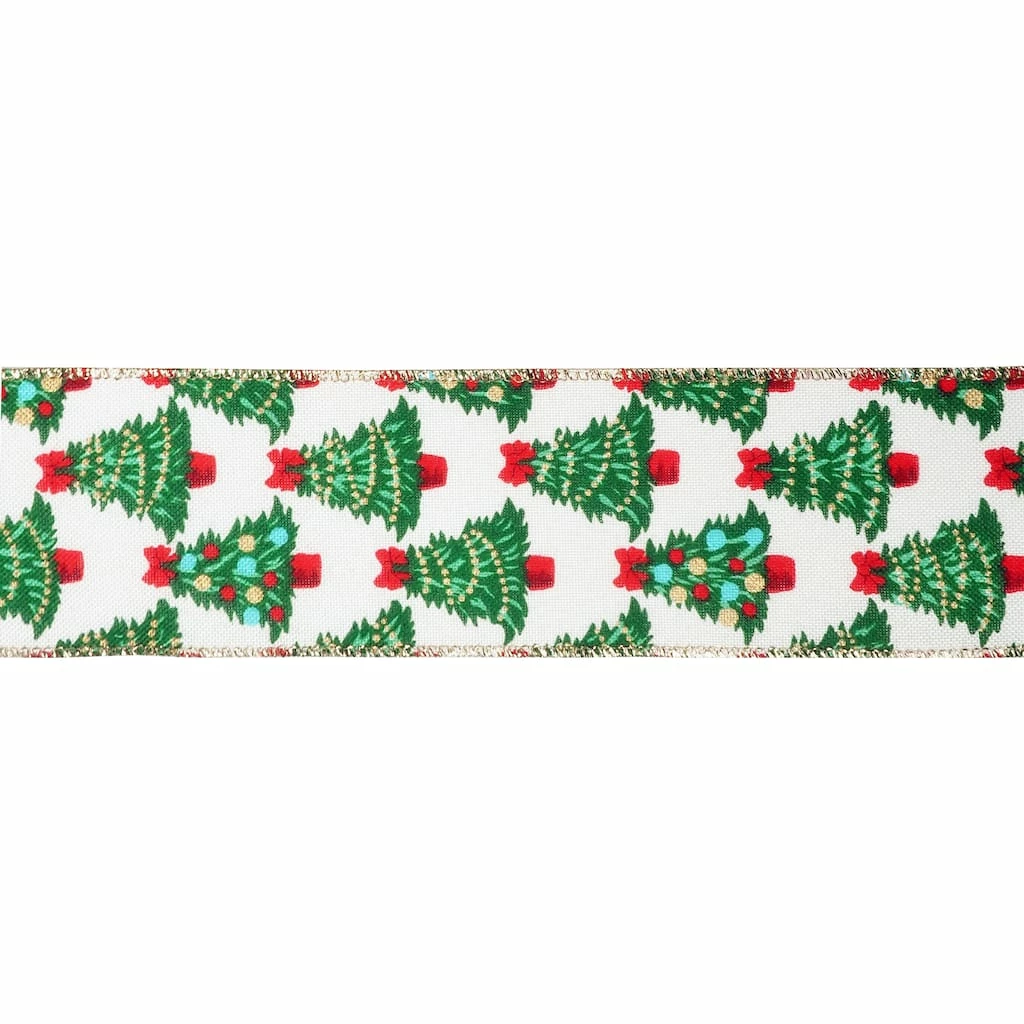Discount π 2.5" x 20ft. Faux Linen Wired Decorated Tree Ribbon by Celebrate It® π Christmas 𧨠5 Discount π 2.5" x 20ft. Faux Linen Wired Decorated Tree Ribbon by Celebrate It® π Christmas 𧨠- Image 3