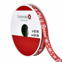 Wholesale ✔️ 3/8" x 12ft. Let It Snow Ribbon by Celebrate It® 🎁 Christmas 😀