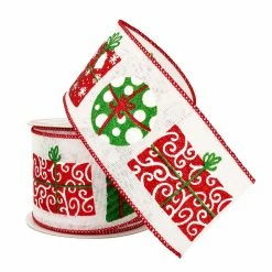 Outlet 🔥 2.5" x 20ft. Faux Linen Wired Gift Box Ribbon by Celebrate It® 🎄 Christmas ✔️ -Christmas Shop 10696028 2