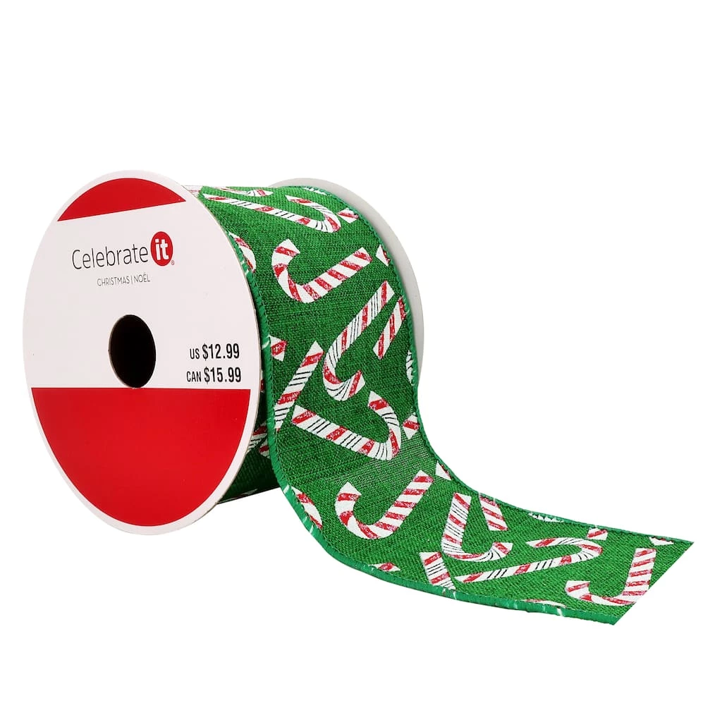 Deals π 2.5" x 20ft. Faux Linen Wired π¬ Candy Cane Ribbon by Celebrate It® π Christmas π 3 Deals π 2.5" x 20ft. Faux Linen Wired π¬ Candy Cane Ribbon by Celebrate It® π Christmas π