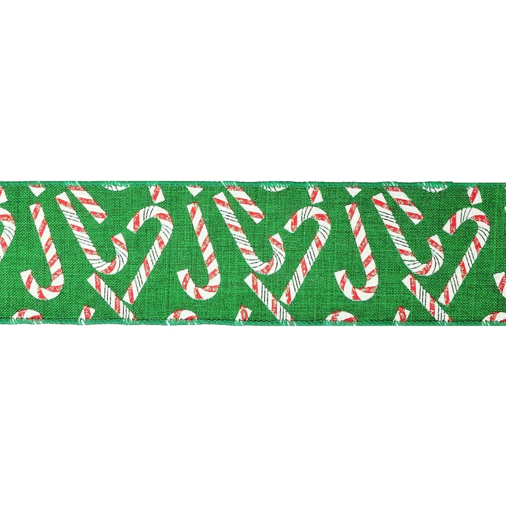 Deals π 2.5" x 20ft. Faux Linen Wired π¬ Candy Cane Ribbon by Celebrate It® π Christmas π 5 Deals π 2.5" x 20ft. Faux Linen Wired π¬ Candy Cane Ribbon by Celebrate It® π Christmas π - Image 3