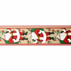 Best Sale 🛒 2.5" x 20ft. Wired Faux Linen Santa with Bag Ribbon by Celebrate It® ❄ Christmas 🤩 -Christmas Shop 10696036 3