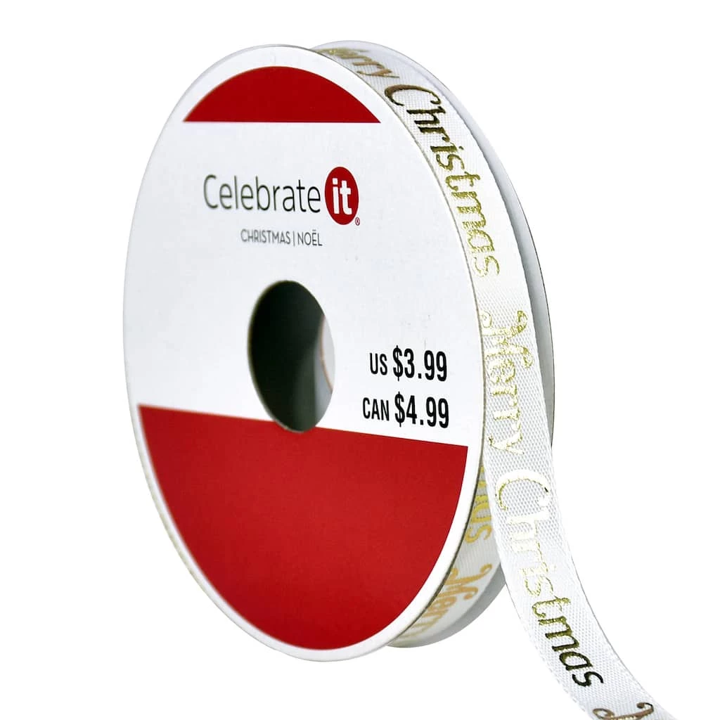 Brand new π 3/8" x 4yd. Foil Merry π Christmas Ribbon by Celebrate It® π Christmas π₯° 3 Brand new π 3/8" x 4yd. Foil Merry π Christmas Ribbon by Celebrate It® π Christmas π₯°