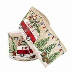 Coupon 🔔 2.5" x 20ft. Wired Faux Linen Vintage Car Ribbon by Celebrate It® 🎄 Christmas 😍 -Christmas Shop 10696057 2