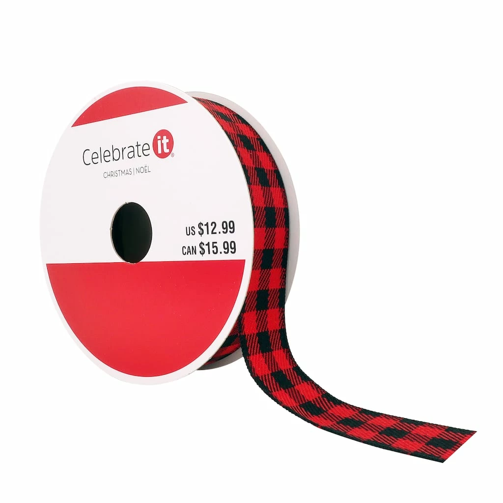 Best Pirce π 7/8" x 24ft. Wired Check Ribbon by Celebrate It® π Christmas β¨ 3 Best Pirce π 7/8" x 24ft. Wired Check Ribbon by Celebrate It® π Christmas β¨
