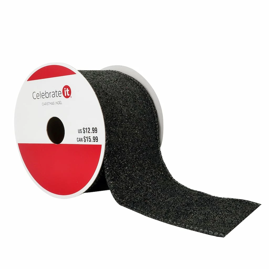 New π 2.5" x 20ft. Glitter Taffeta Wired Ribbon by Celebrate It® π Christmas π 3 New π 2.5" x 20ft. Glitter Taffeta Wired Ribbon by Celebrate It® π Christmas π