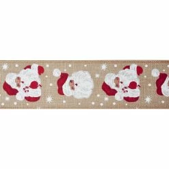 New 🔥 2.5" x 20ft. Wired Faux Linen Santa Face Ribbon by Celebrate It® 🎄 Christmas 🎉 -Christmas Shop 10696062 3