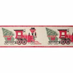 Promo 👏 2.5" x 20ft. Wired Faux Linen Train Ribbon by Celebrate It® 🎄 Christmas 🌟 -Christmas Shop 10696064 3