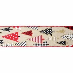 Best Pirce 🔔 2.5" x 20ft. Faux Linen Wired 🎁 Christmas Trees Ribbon by Celebrate It® 🎁 Christmas 💯 -Christmas Shop 10696070 3