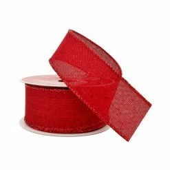 Wholesale ✔️ 1.5" x 10yd. Faux Linen Wired Ribbon by Celebrate It® 🎁 Christmas ✨ -Christmas Shop 10696075 2