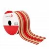 Hot Sale 🤩 2.5" x 20ft. Wired Faux Linen Striped Ribbon by Celebrate It® 🎅 Christmas ⌛ -Christmas Shop 10696078 1