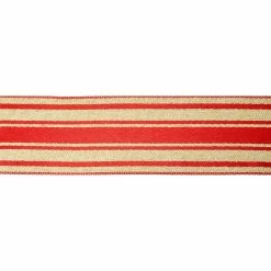 Hot Sale 🤩 2.5" x 20ft. Wired Faux Linen Striped Ribbon by Celebrate It® 🎅 Christmas ⌛ -Christmas Shop 10696078 3