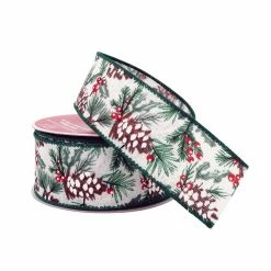 Best deal 🎁 1.5" x 10yd. Faux Linen Wired Pinecone Ribbon by Celebrate It® ❄ Christmas ❤️ -Christmas Shop 10696079 2
