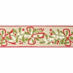 Best deal ⌛ 2.5" x 20ft. Faux Linen Wired Mistletoe Ribbon by Celebrate It® ❄ Christmas 💯 -Christmas Shop 10696087 3