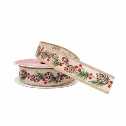 Best deal ✨ 7/8" x 6yd. Faux Linen Wired Pinecone Ribbon by Celebrate It® 🔔 Christmas 😍 -Christmas Shop 10696091 2