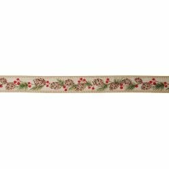Best deal ✨ 7/8" x 6yd. Faux Linen Wired Pinecone Ribbon by Celebrate It® 🔔 Christmas 😍 -Christmas Shop 10696091 3