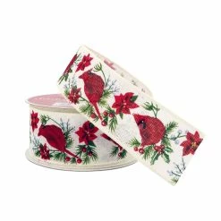 New 🔔 1.5" x 10yd. Faux Linen Wired Cardinal Ribbon by Celebrate It® 🎄 Christmas 😍 -Christmas Shop 10696093 2