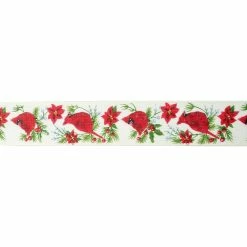New 🔔 1.5" x 10yd. Faux Linen Wired Cardinal Ribbon by Celebrate It® 🎄 Christmas 😍 -Christmas Shop 10696093 3