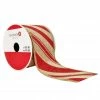 Outlet 🛒 2.5" x 20ft. Faux Linen Wired Stripes Ribbon by Celebrate It™ 🎅 Christmas ✨ -Christmas Shop 10696094 1