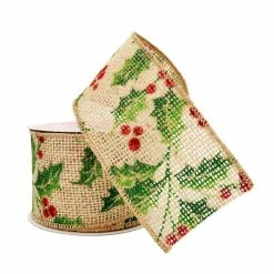 Best Pirce 😍 2.5" x 18ft. Jute Wired Holly Berry Ribbon by Celebrate It™ 🎄 Christmas ⭐ -Christmas Shop 10696097 2