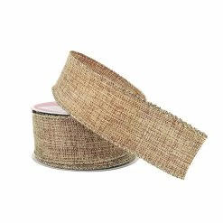 Coupon 🧨 1.5" x 30ft. Faux Linen Metallic Wired Ribbon by Celebrate It™ 🎁 Christmas 🎁 -Christmas Shop 10696099 2