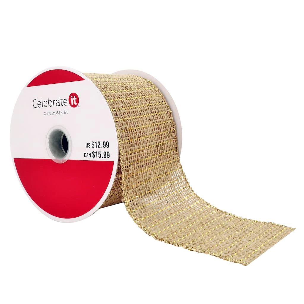 Best Pirce π 2.5" x 18ft. Metallic Jute Wired Ribbon by Celebrate It™ π Christmas β¨ 3 Best Pirce π 2.5" x 18ft. Metallic Jute Wired Ribbon by Celebrate It™ π Christmas β¨