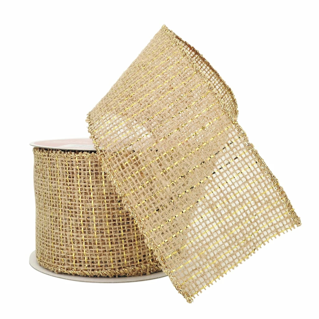 Best Pirce π 2.5" x 18ft. Metallic Jute Wired Ribbon by Celebrate It™ π Christmas β¨ 4 Best Pirce π 2.5" x 18ft. Metallic Jute Wired Ribbon by Celebrate It™ π Christmas β¨ - Image 2