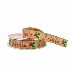 Cheap ❤️ 5/8" x 24ft. Faux Linen Fa La La Ribbon by Celebrate It™ 🎄 Christmas 💯 -Christmas Shop 10696105 2
