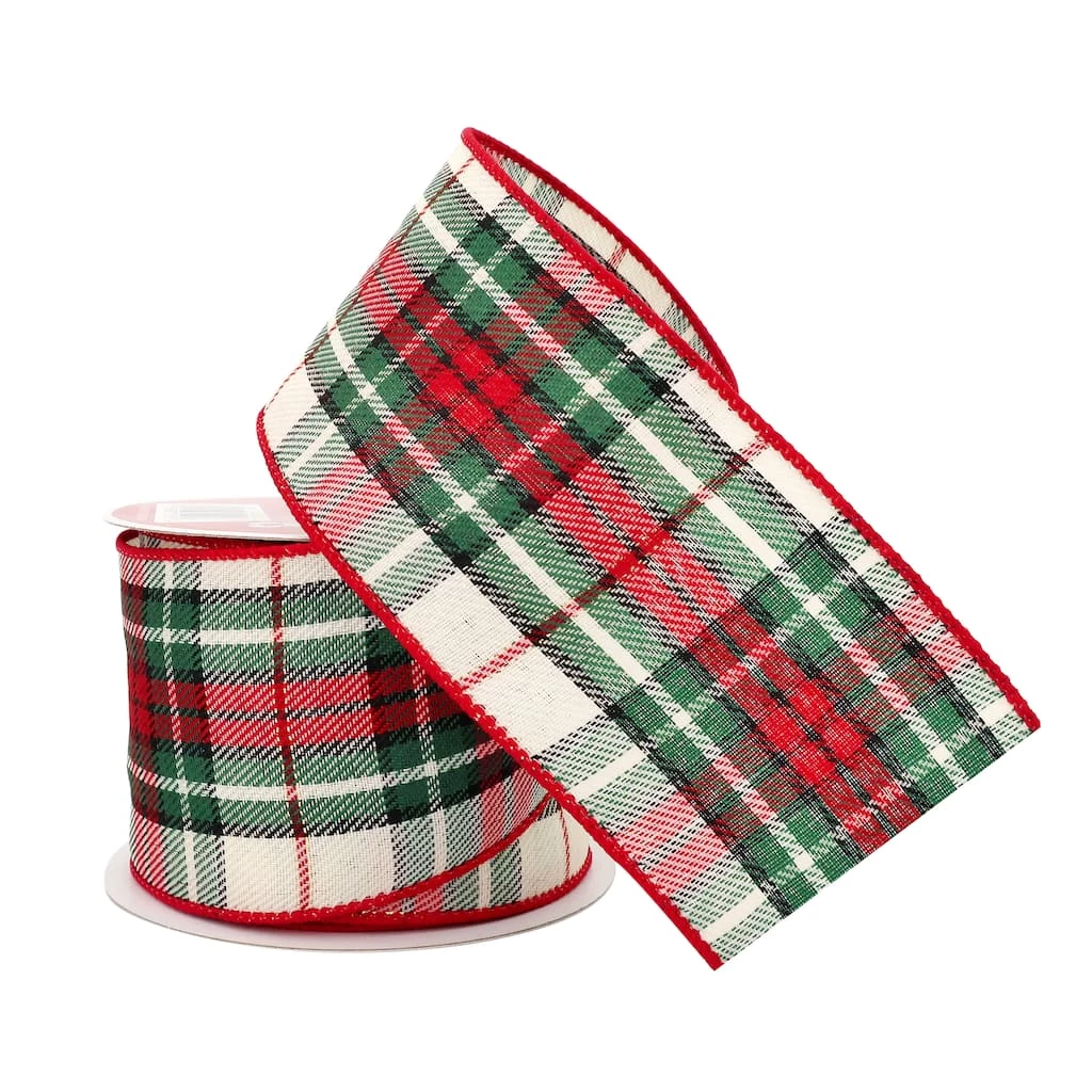 Cheap β 2.5" x 20ft. Metallic Wired Plaid Ribbon by Celebrate It™ π Christmas π 3 Cheap β 2.5" x 20ft. Metallic Wired Plaid Ribbon by Celebrate It™ π Christmas π - Image 2